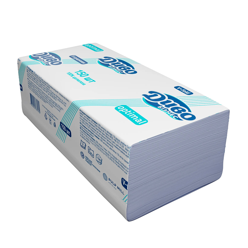 Диво Бізнес Optimal рушники V-складення, 150 аркушів, білі двошарові